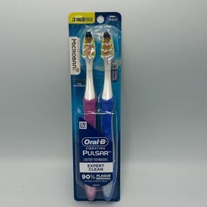 Oral-B Pulsar Vibrating Electric Toothbrush Expert Clean 2-Pk Medium Battery